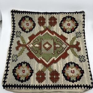 Pottery Barn Like Kilim Rugs southwestern pillow Cover Orange beige black 18" Sq